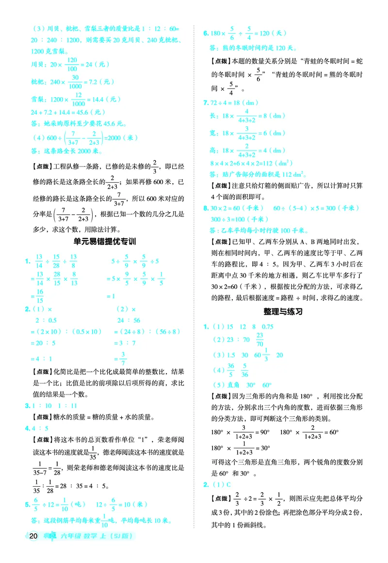 25秋典中点六年级数学上（SJ版）答案_25秋《典中点》系列_1-6年级数学上册各版本《典中点》（抢先版）_25秋1-6年级数学上册苏教版《典中点》（抢先版）