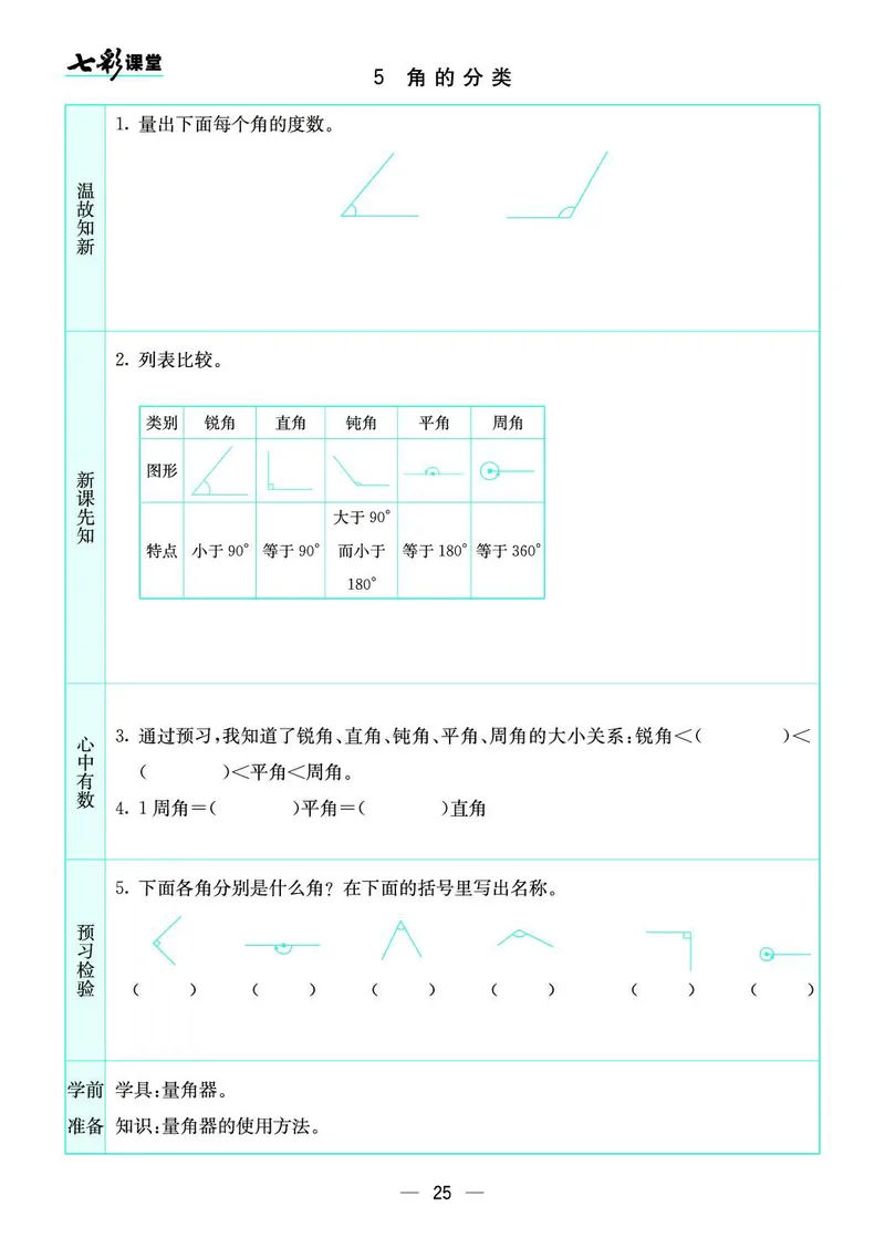四年级数学上册苏教版《七彩课堂》预习卡_1-6年级《七彩课堂》预习卡_1-6年级数学上册苏教版《七彩课堂》预习卡
