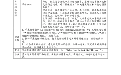 教案_4上-新英语人教PEP版（2025持续更新）_02课件+核心素养教案（更新至U5）_Unit2Myfriends_Unit2MyfriendsPartCReadingtime课件+教案+素材（共20张PPT）_Unit2CReadingtime(课件+教案+素材）