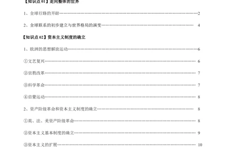 专题11手工工场时期的西方世界-口袋书2024年高考历史一轮复习知识清单_07高考历史_新高考复习资料_2024年新高考复习资料_一轮复习资料