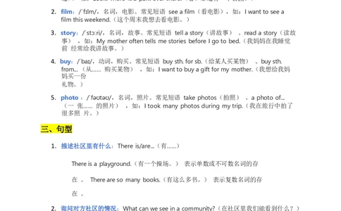 2025秋人教版英语四上Unit3重点知识汇总_4上-新英语人教PEP版（2025持续更新）_09知识清单_单元重点知识