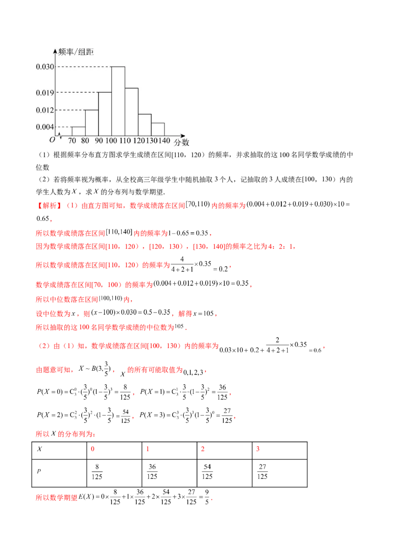 专题10概率与统计的综合运用（精讲精练）（解析版）_02高考数学_新高考复习资料_2023年新高考资料_二轮复习_2023年高考数学二轮复习讲练测（新高考专用）288285027