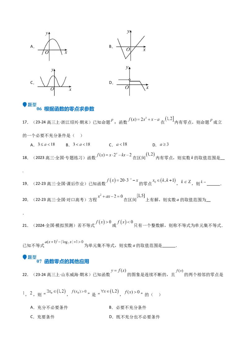 专题09函数的图像函数的零点（八大题型+模拟精练）（原卷版）_02高考数学_2025年新高考资料_一轮复习_2025年高考数学一轮复习《重难点题型与知识梳理&bull;高分突破》（新高考专用）