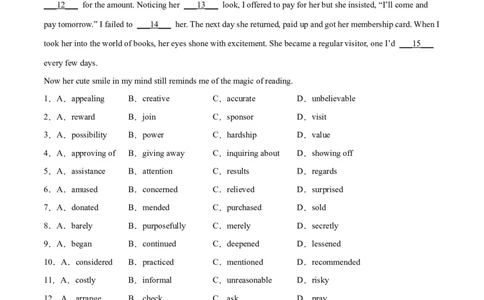 专题10完形填空（15空)-2022年高考真题和模拟题英语分专题训练（学生版）_03高考英语_2024年新高考资料_1.2024一轮复习_赠2022年高考英语真题与模拟题分专题训练