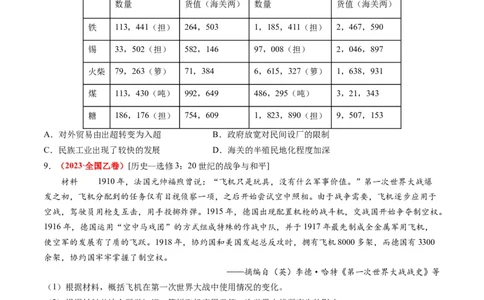 专题09从分散到整体&mdash;&mdash;工业革命与全球联系的建立与发展（练习）（原卷版）_07高考历史_新高考复习资料_2024年新高考复习资料_二轮复习资料_配套练习