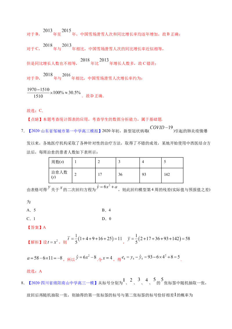 专题09概率与统计&mdash;&mdash;2020年高考真题和模拟题文科数学分项汇编（教师版含解析）_02高考数学_新高考复习资料_2022年新高考资料_2022年一轮复习各版本_1.新高考2022年高考数学一轮复习