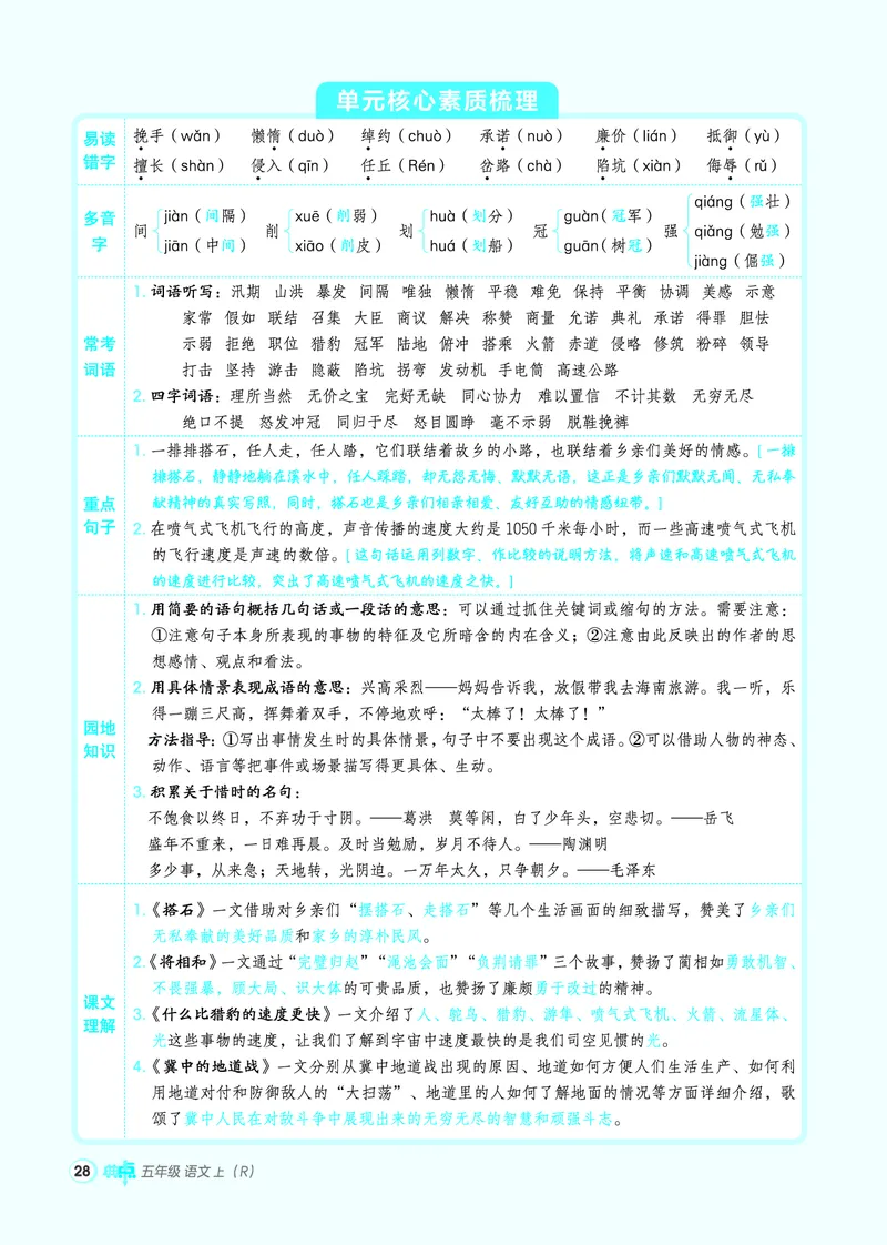25秋典中点五年级语文上（R版）_25秋《典中点》系列_25秋1-6年级语文上册《典中点》（抢先版）