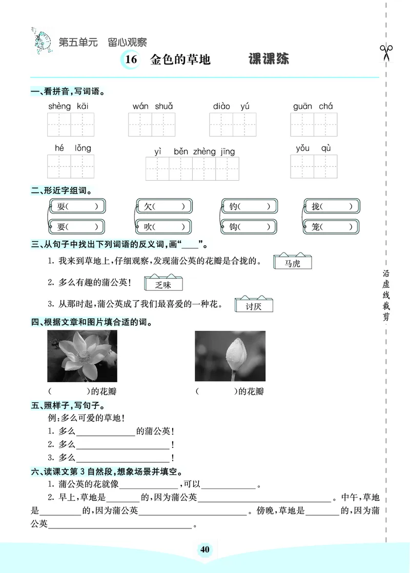 三年级语文上册《七彩课堂》（预习+课课练）_1-6年级《七彩课堂》预习卡_1-6年级语文上册《七彩课堂》（预习+课课练）