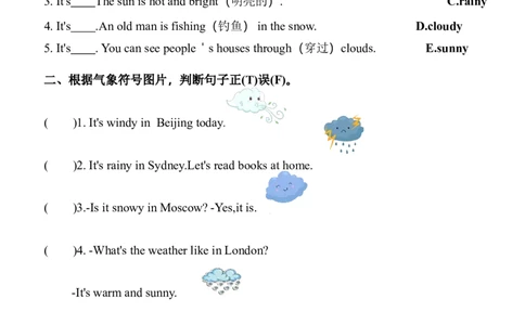 Unit5TheweatherandusPartA同步练习（含答案）_4上-新英语人教PEP版（2025持续更新）_07练习试卷_课时培优（全）