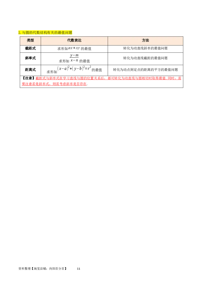 专题11直线与圆（原卷版）_02高考数学_新高考复习资料_2024年新高考资料_专项复习资料_完2023年高考真题题源解密（新高考）