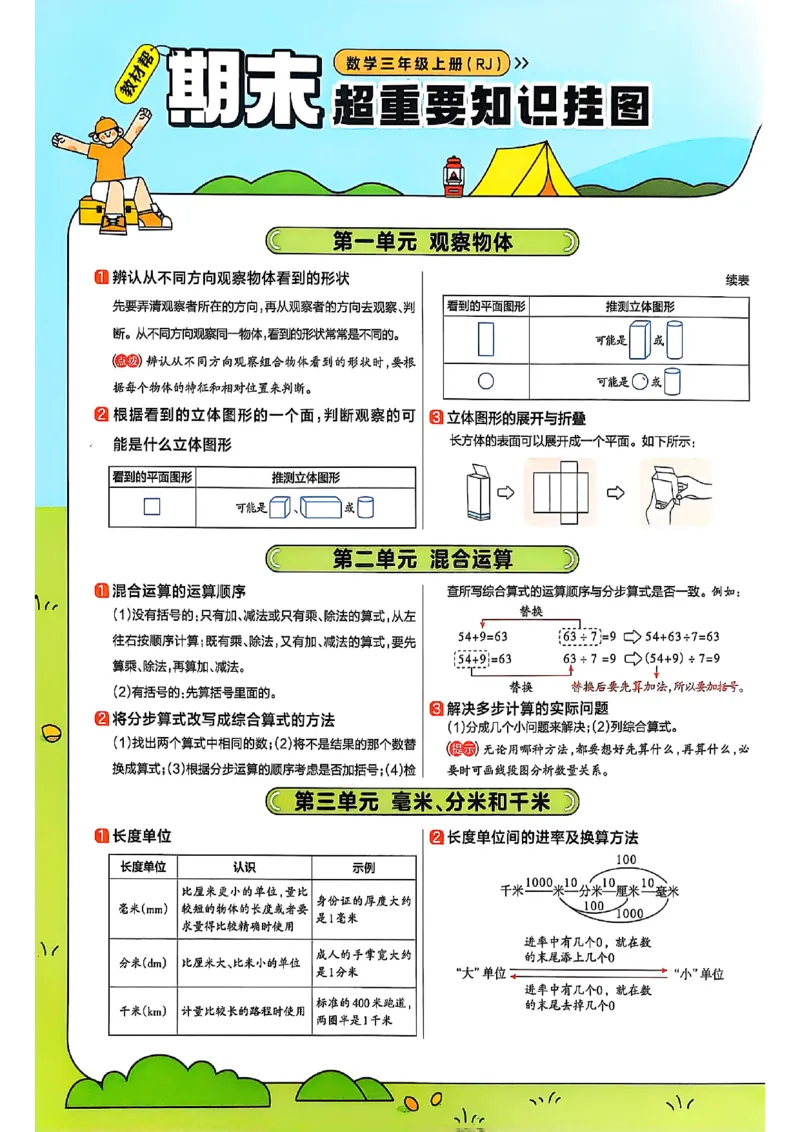 三年级数学人教版上册25秋《教材帮》期末知识挂图_25秋《教材帮练习帮》系列_2026版小学《教材帮》1-6年级上册（数学）（人教版）_三年级数学人教版上册25秋《教材帮》