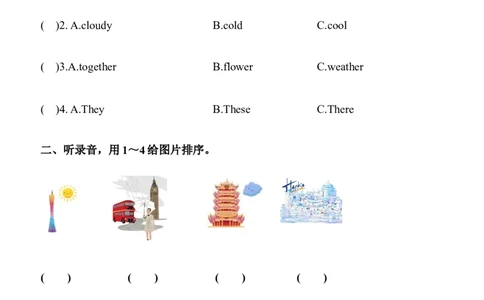 人教新版(PEP)四年级上册Unit5Theweatherandus听力专项练习（含听力音频，听力原文及答案）_4上-新英语人教PEP版（2025持续更新）_07练习试卷_听力专项（全）