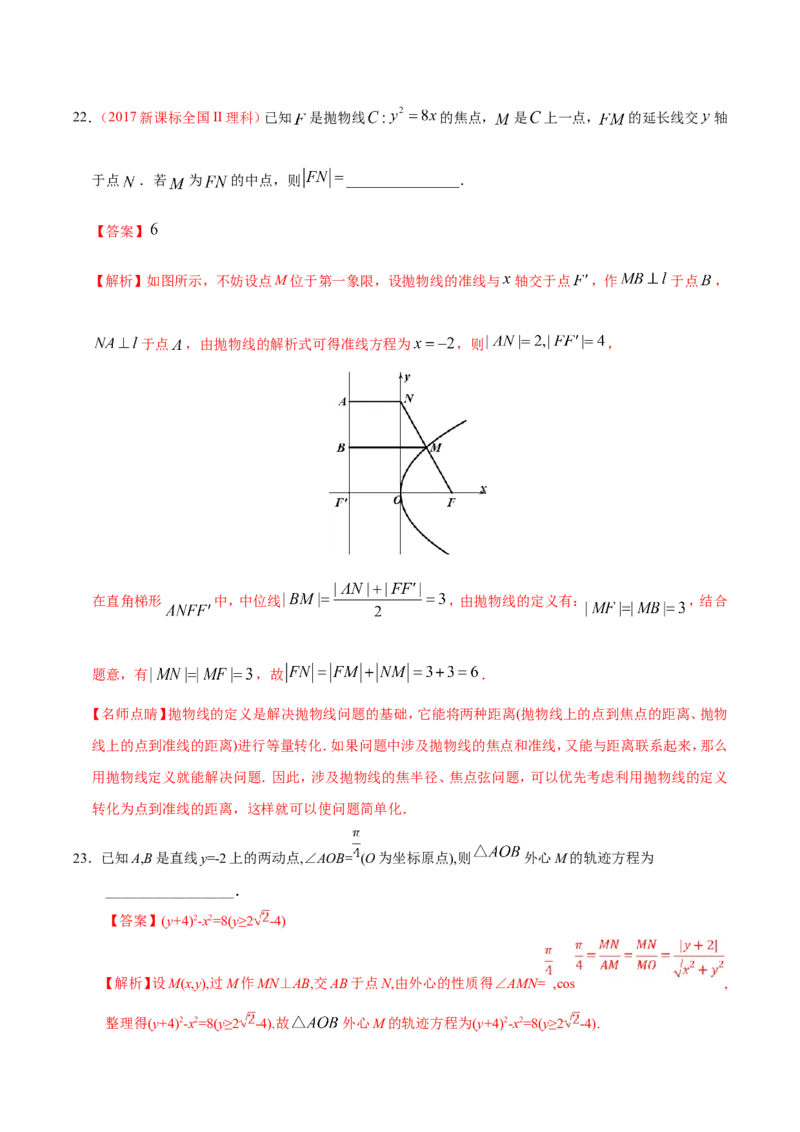 专题10圆锥曲线-备战2019年高考数学（理）之纠错笔记系列（解析版）_02高考数学_新高考复习资料_2022年新高考资料_2022年一轮复习各版本_1.新高考2022年高考数学一轮复习
