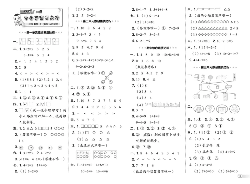25秋典中点一年级数学上（QD版）五四制测试卷_25秋《典中点》系列_1-6年级数学上册各版本《典中点》（抢先版）_25秋1-6年级数学上册青岛54制《典中点》（抢先版）