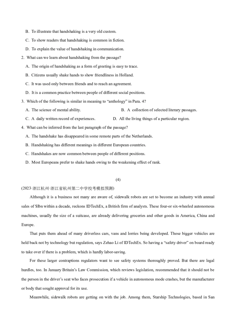 专题1.3阅读理解说明文（考情分析真题回顾最新模拟试题）（原卷版）_03高考英语_新高考复习资料_2024年新高考资料_二轮复习资料_第一部分阅读理解