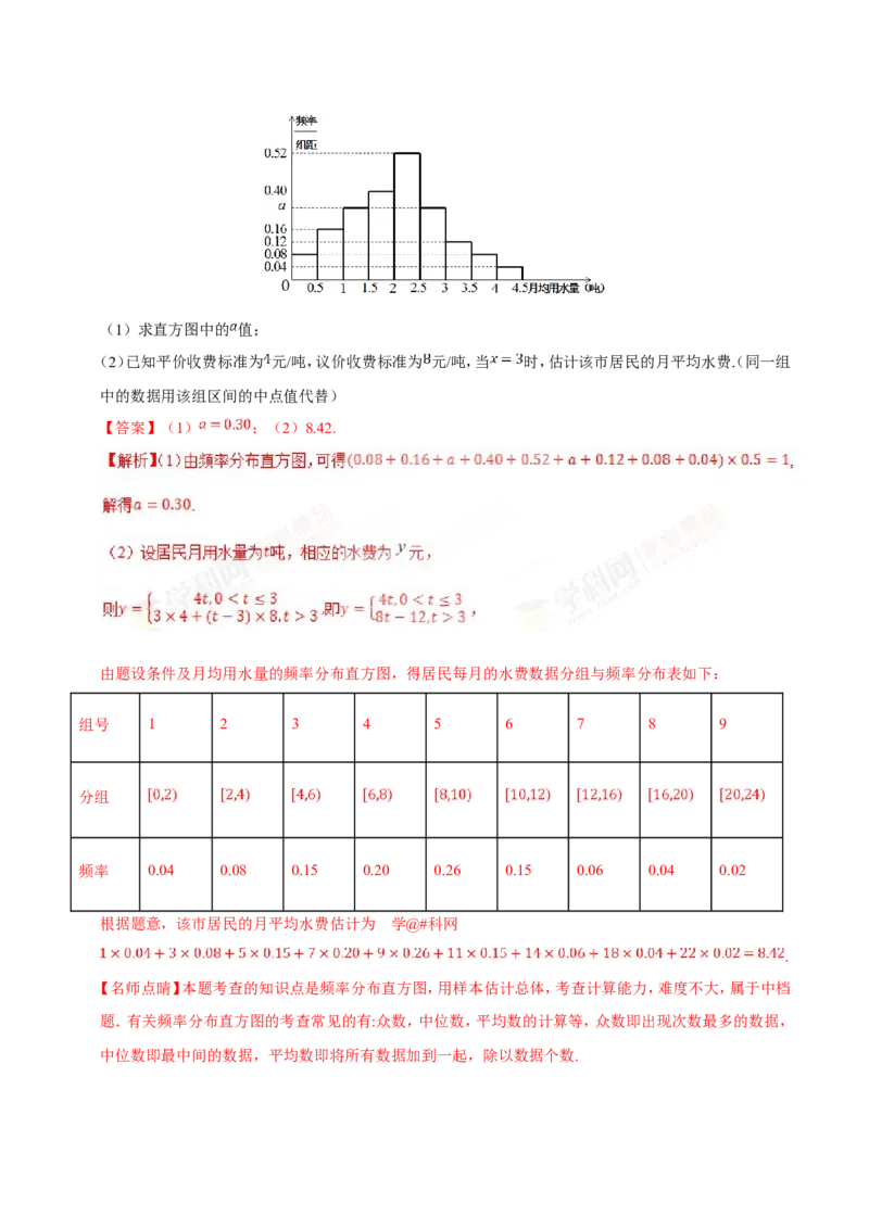 专题11统计-备战2019年高考数学（文）之纠错笔记系列（解析版）_02高考数学_新高考复习资料_2022年新高考资料_2022年一轮复习各版本_1.新高考2022年高考数学一轮复习_754