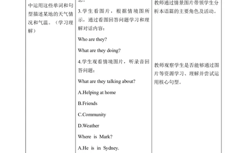 Unit5第1课时PartALet&rsquo;stalk&Lookandsay(教学设计)_4上-新英语人教PEP版（2025持续更新）_01.英语4上-教案+PPT课件+学习任务单+练习第1套齐全_2教案
