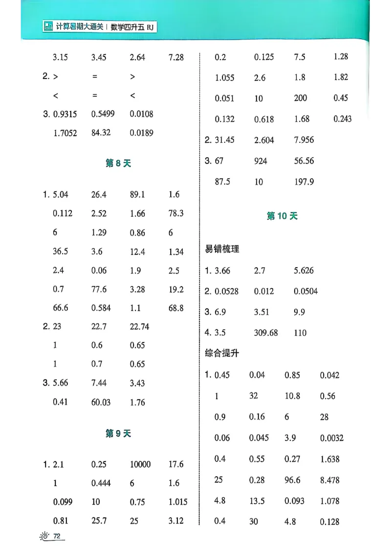 25学霸暑假四升五计算大通关人教_25秋《学霸的暑假计算大通关》_25年1-6年级数学人教版《学霸的暑假计算暑期大通关》_四升五