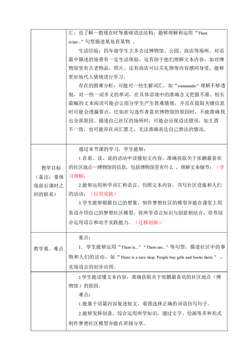 全册表格式单元整体教学设计_4上-新英语人教PEP版（2025持续更新）_04教案+教学计划