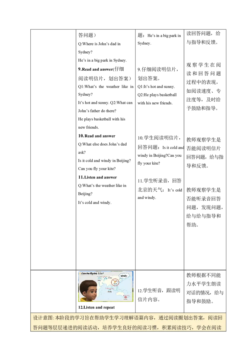 全册表格式单元整体教学设计_4上-新英语人教PEP版（2025持续更新）_04教案+教学计划