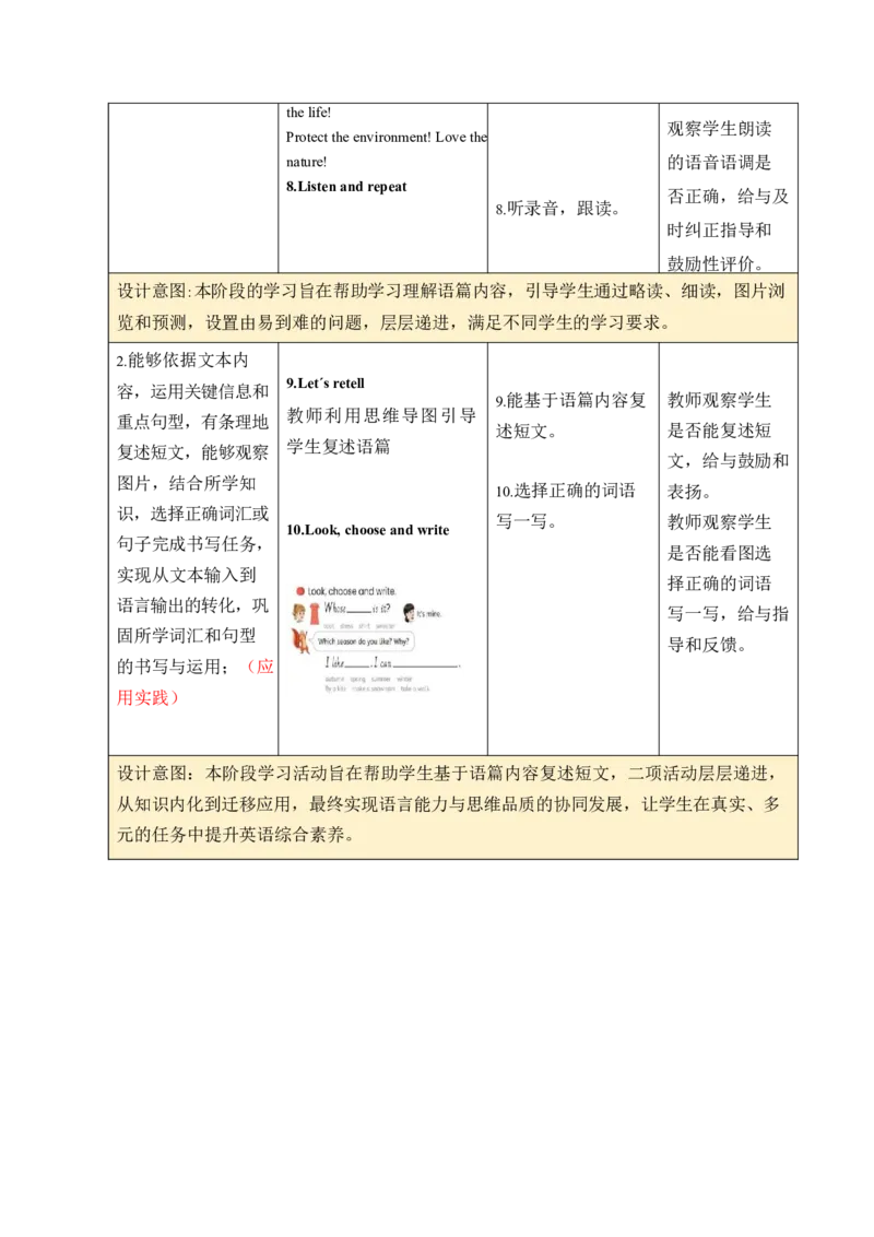 全册表格式单元整体教学设计_4上-新英语人教PEP版（2025持续更新）_04教案+教学计划