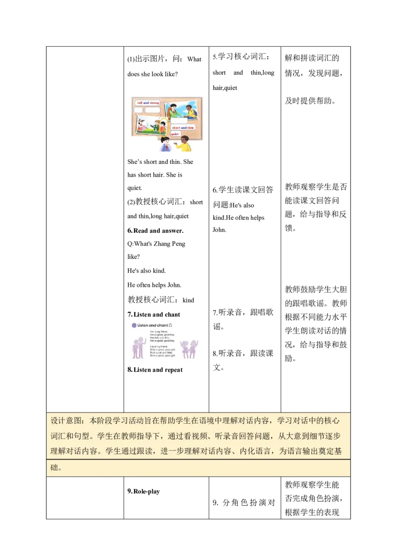 全册表格式单元整体教学设计_4上-新英语人教PEP版（2025持续更新）_04教案+教学计划
