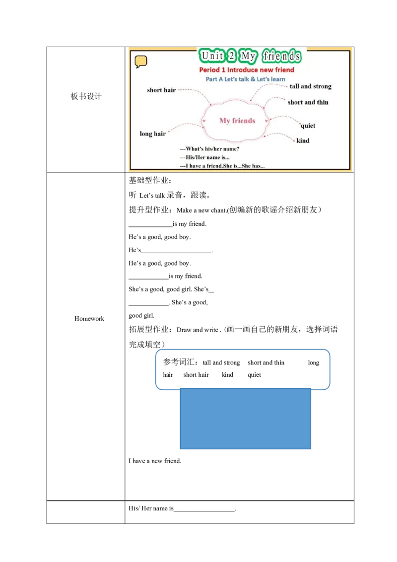 全册表格式单元整体教学设计_4上-新英语人教PEP版（2025持续更新）_04教案+教学计划