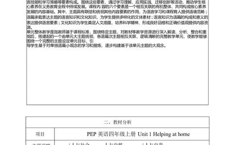 全册表格式单元整体教学设计_4上-新英语人教PEP版（2025持续更新）_04教案+教学计划