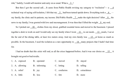 专题11完形填空（新高考15空）-2021年高考真题和模拟题英语分项汇编（原卷版）_03高考英语_新高考复习资料_2022年新高考资料_2022年新高考英语一轮复习