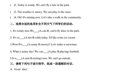 Unit5TheweatherandusPartB同步练习（含答案）_4上-新英语人教PEP版（2025持续更新）_07练习试卷_课时培优（全）