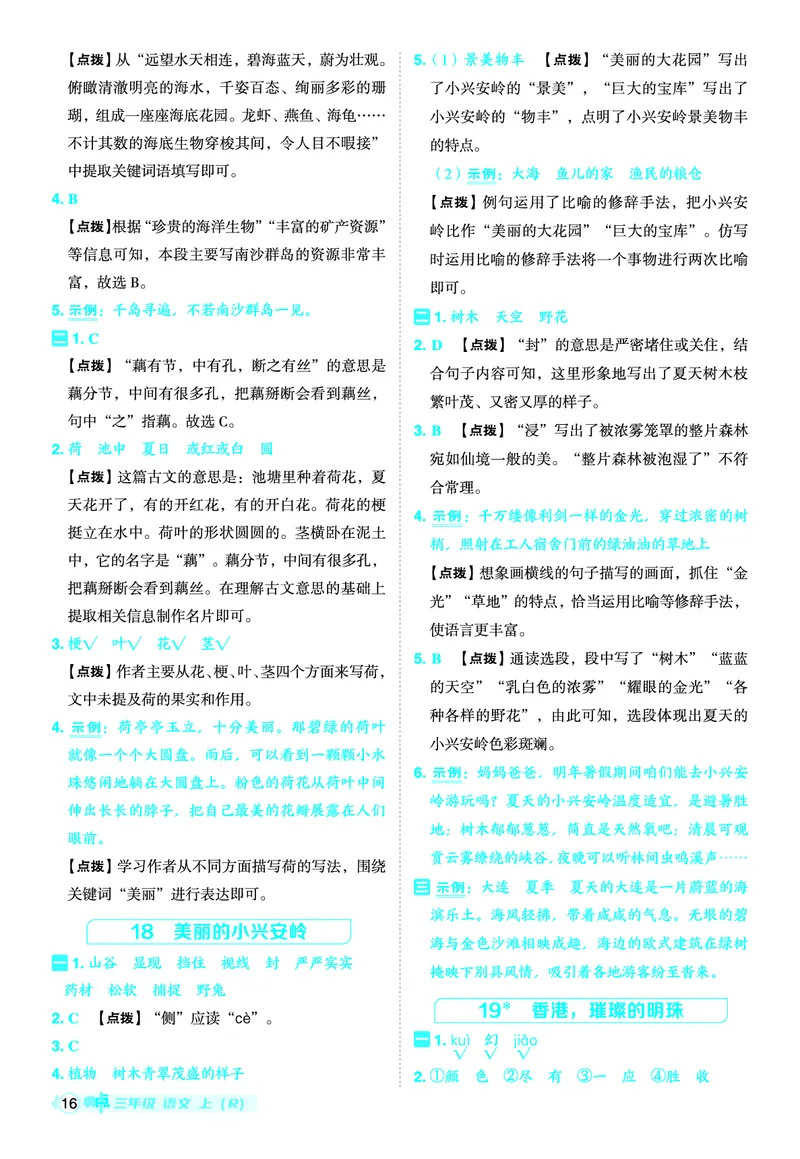 25秋典中点三年级语文上（R版）答案_25秋《典中点》系列_25秋1-6年级语文上册《典中点》（抢先版）