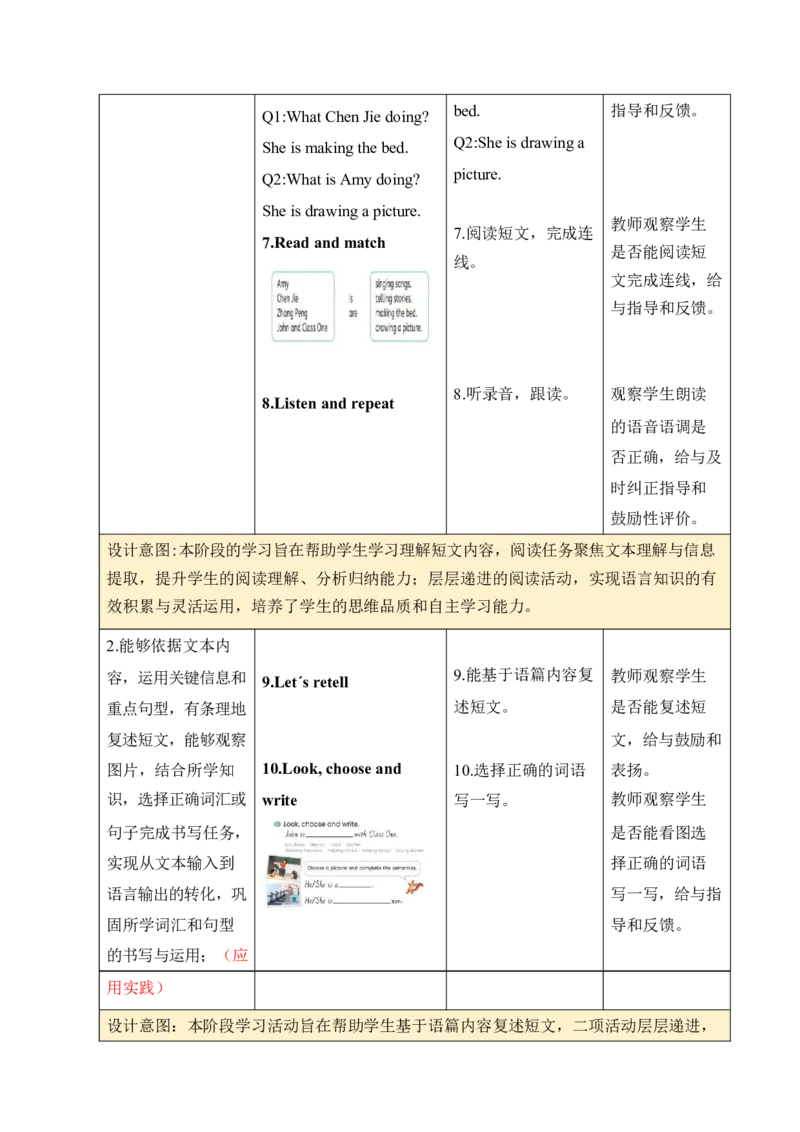 Unit4Helpinginthecommunity单元整体教学设计表格式（5课时）_4上-新英语人教PEP版（2025持续更新）_04教案+教学计划_表格式单元整体教学设计