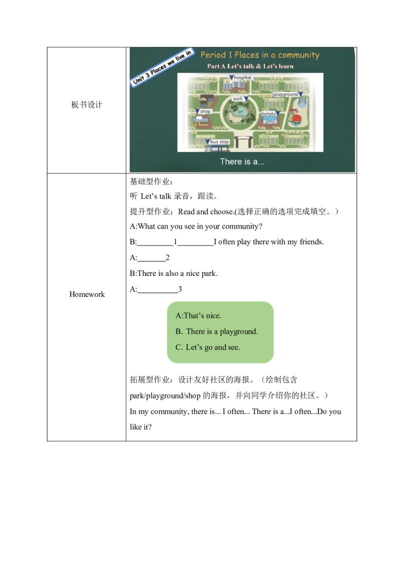 Unit3Placeswelivein单元整体教学设计表格式（5课时）_4上-新英语人教PEP版（2025持续更新）_04教案+教学计划_表格式单元整体教学设计