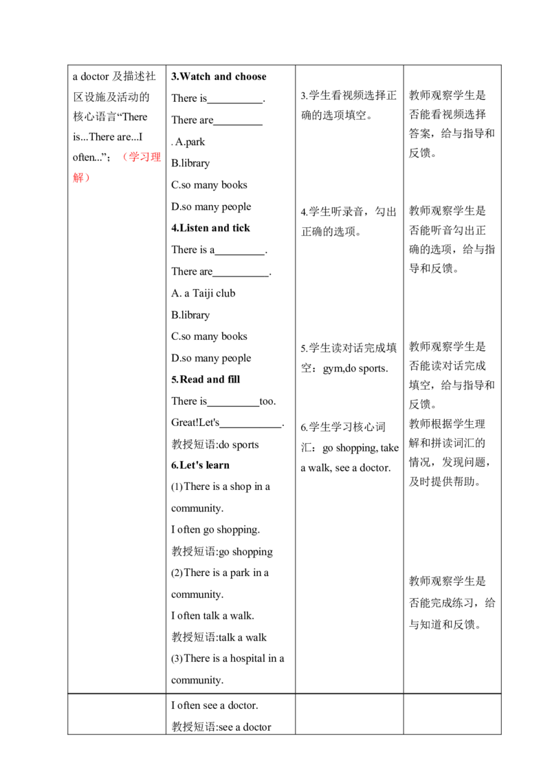 Unit3Placeswelivein单元整体教学设计表格式（5课时）_4上-新英语人教PEP版（2025持续更新）_04教案+教学计划_表格式单元整体教学设计