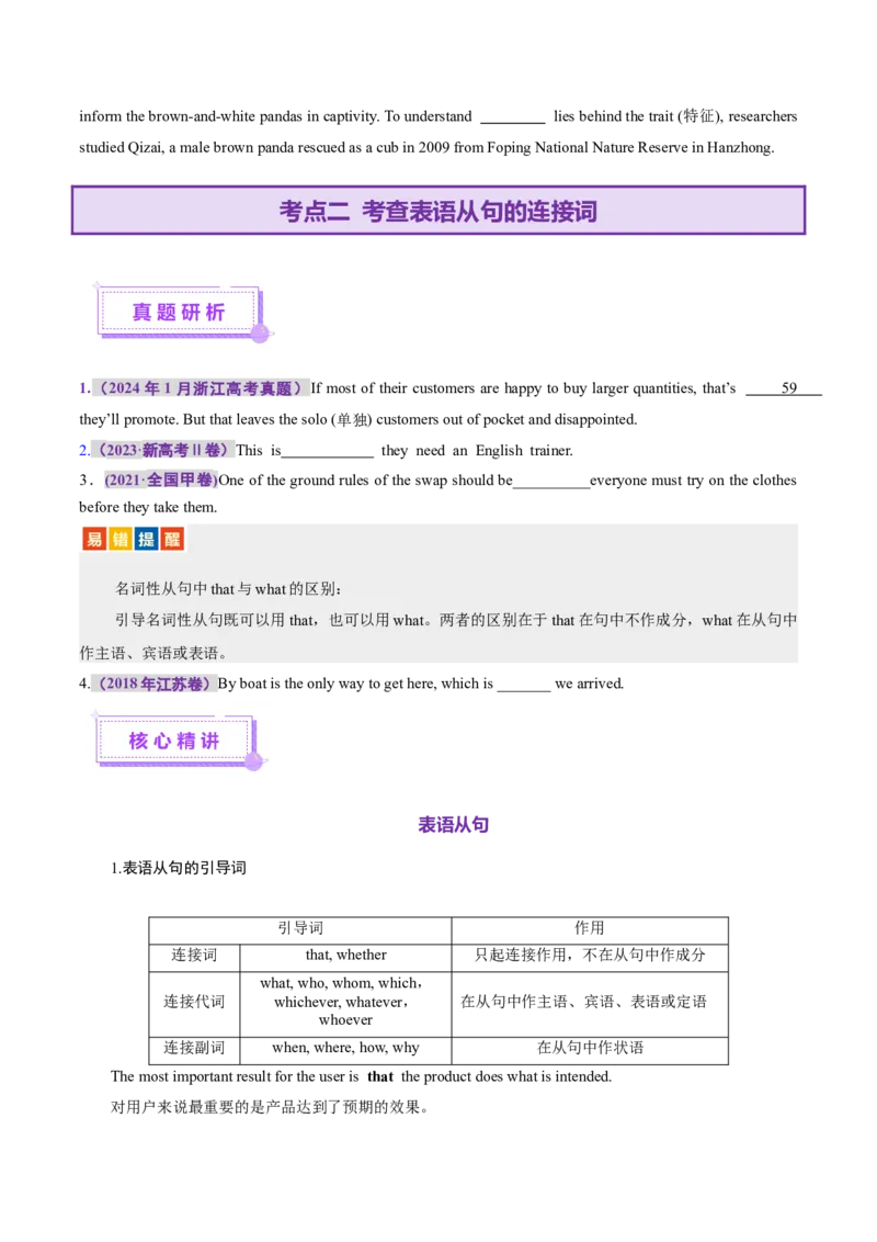 专题10名词性从句（讲义）（原卷版）_02高考数学_2025年新高考资料_二轮复习_01高考语文等多个文件_上好课2025年高考英语二轮复习讲练测（新高考通用）_第三部分语法知识