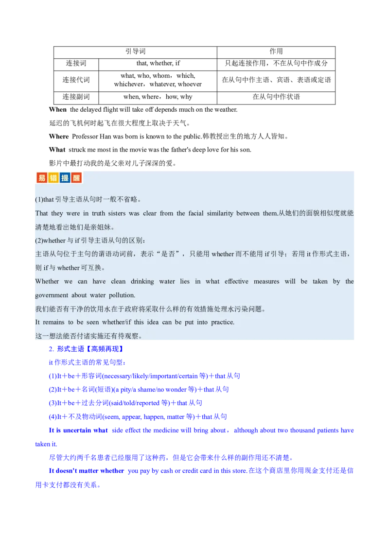 专题10名词性从句（讲义）（原卷版）_02高考数学_2025年新高考资料_二轮复习_01高考语文等多个文件_上好课2025年高考英语二轮复习讲练测（新高考通用）_第三部分语法知识