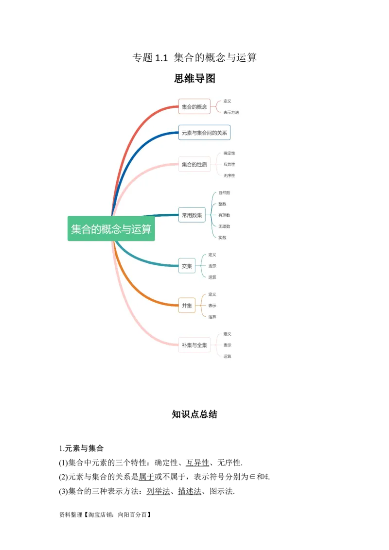专题1.1集合的概念与运算（解析版）_02高考数学_新高考复习资料_2024年新高考资料_一轮复习资料_2024年高考数学一轮复习《考点&bull;题型&bull;技巧》精讲与精练高分突破系列（新高考专用）