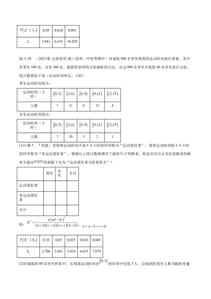 专题10.2统计案例（原卷版）_02高考数学_新高考复习资料_2024年新高考资料_一轮复习资料_完备战2024年新高考数学一轮复习题型突破精练（新高考）_专题10.2统计案例