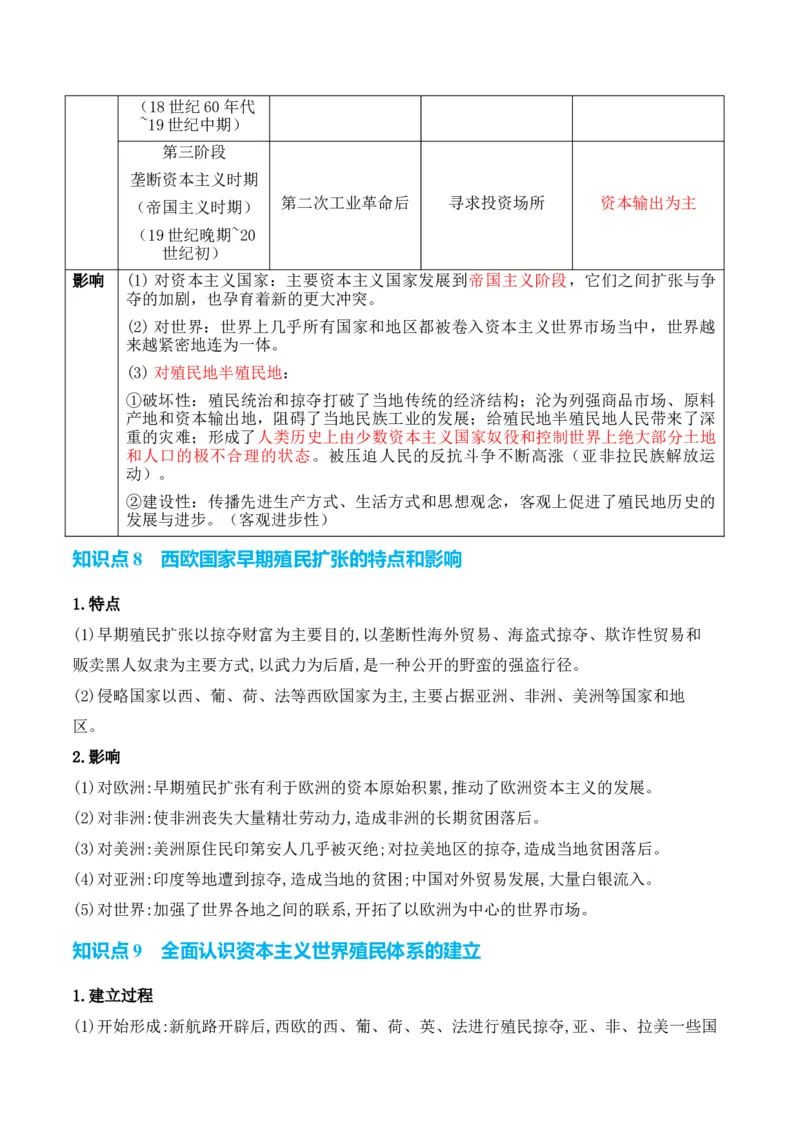 专题09++工业革命时期：近代后期的西方世界+-2025年高考历史一轮复习知识清单_07高考历史_2025年新高考资料_一轮复习_2025年高考历史一轮复习知识清单（完结）