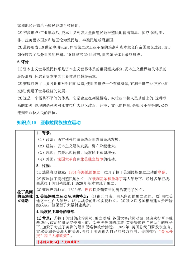 专题09++工业革命时期：近代后期的西方世界+-2025年高考历史一轮复习知识清单_07高考历史_2025年新高考资料_一轮复习_2025年高考历史一轮复习知识清单（完结）