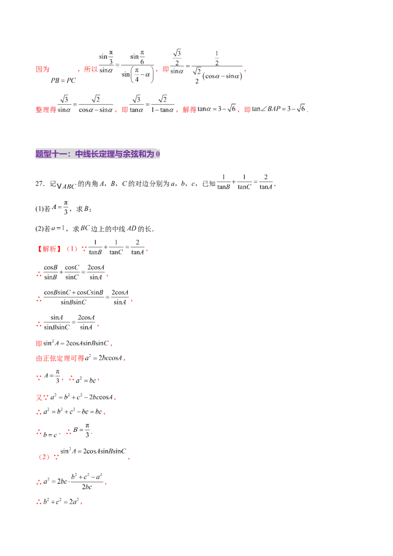 专题10正余弦定理在解三角形中的高级灵活应用与最值问题（练习）（解析版）_02高考数学_2025年新高考资料_二轮复习_01高考语文等多个文件