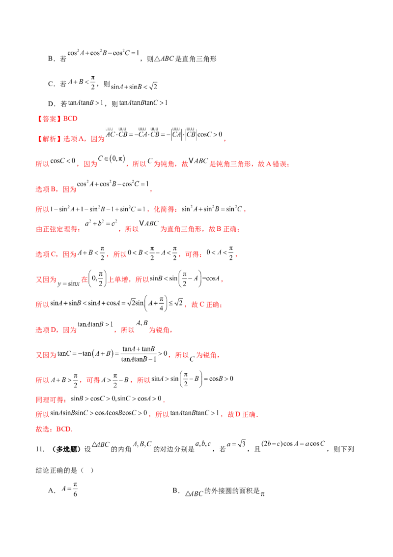专题10正余弦定理在解三角形中的高级灵活应用与最值问题（练习）（解析版）_02高考数学_2025年新高考资料_二轮复习_01高考语文等多个文件