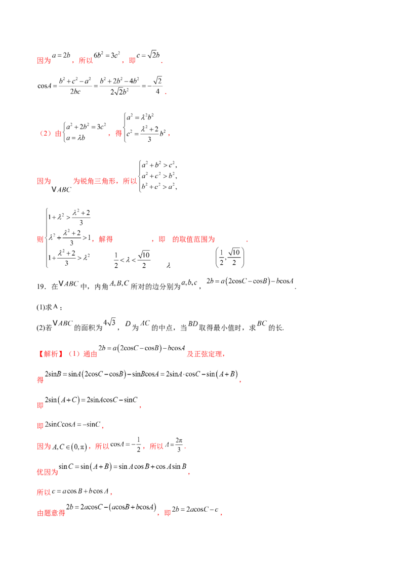 专题10正余弦定理在解三角形中的高级灵活应用与最值问题（练习）（解析版）_02高考数学_2025年新高考资料_二轮复习_01高考语文等多个文件