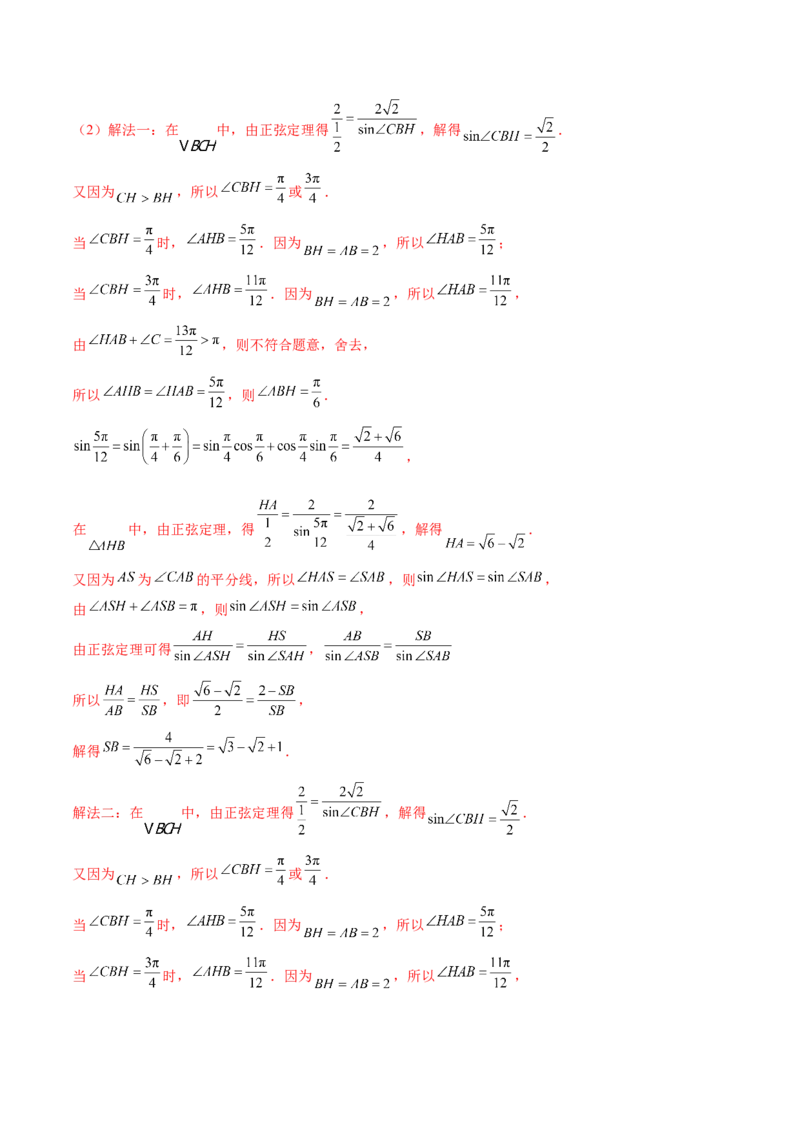 专题10正余弦定理在解三角形中的高级灵活应用与最值问题（练习）（解析版）_02高考数学_2025年新高考资料_二轮复习_01高考语文等多个文件