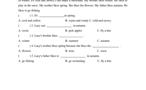 单元复习卷2025年人教版英语四年级上Unit6达标测试_4上-新英语人教PEP版（2025持续更新）_07练习试卷_复习巩固单元+期末达标测试（含答案，含听力原文，含音频）