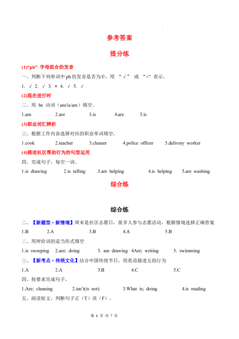 Unit4Helpinginthecommunity(知识清单)_4上-新英语人教PEP版（2025持续更新）_09知识清单_知识清单（新增）