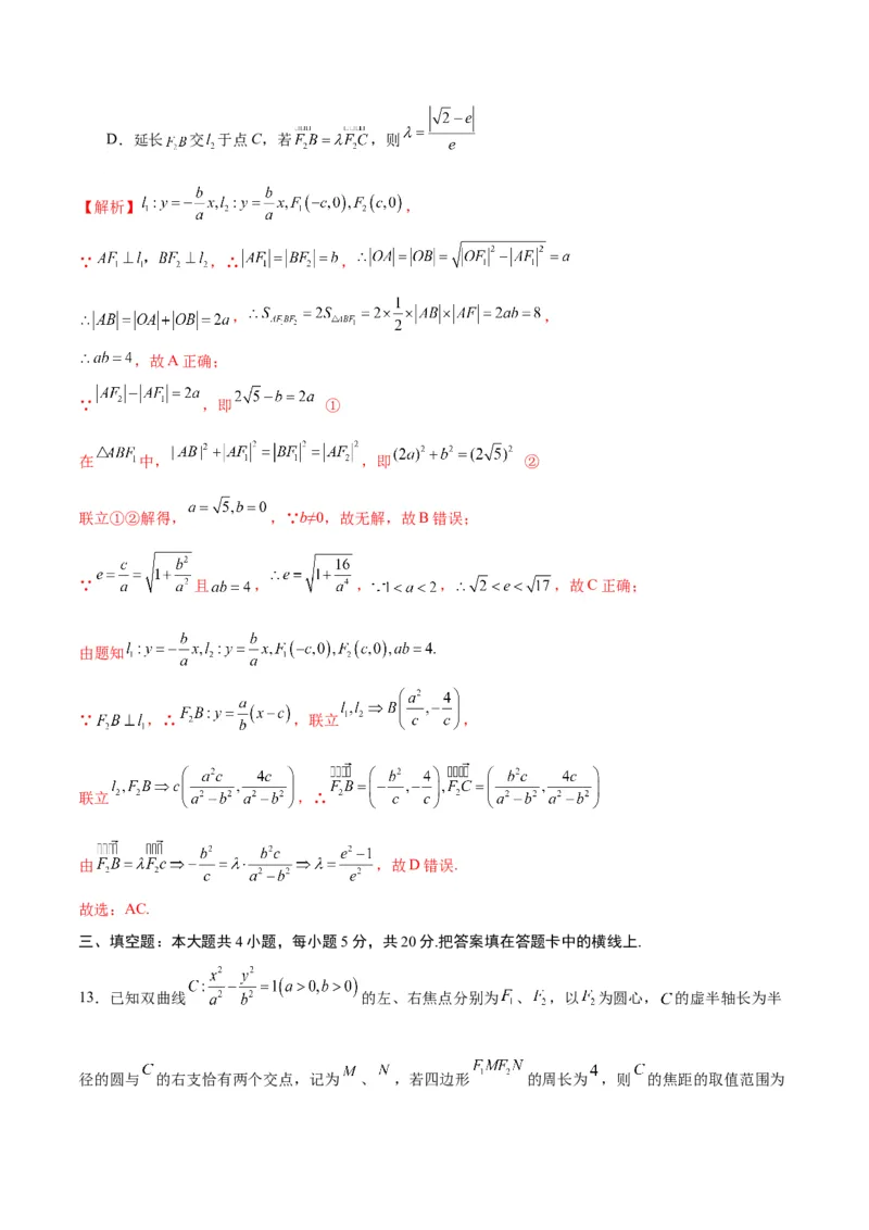 专题11双曲线中的参数及范围问题(解析版)_02高考数学_2024年新高考资料_3.2024专项复习_2024年新高考数学之圆锥曲线专项重难点突破练（新高考专用）