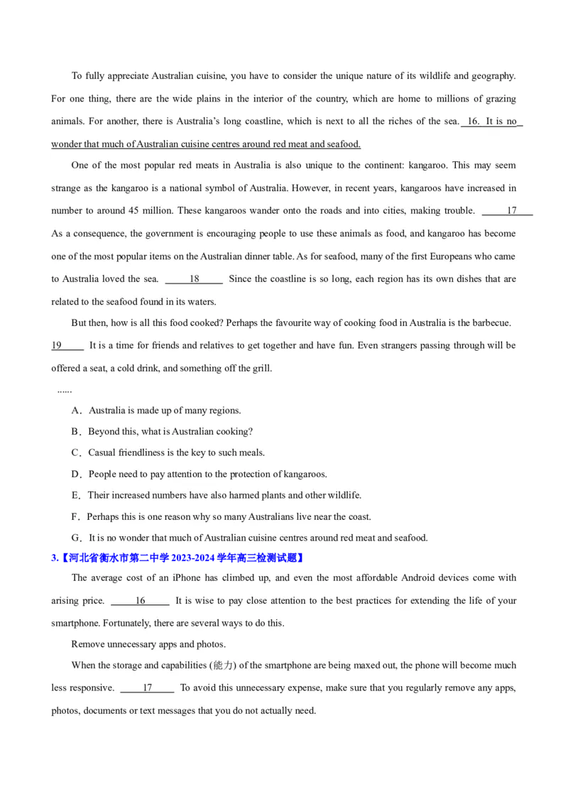 专题12七选五之依据行文手法（线索词汇+逻辑关系）解题（分层练）(原卷版）-高频考点解密2024年高考英语二轮复习高频考点追踪与预测（新高考专用）_03高考英语_新高考复习资料