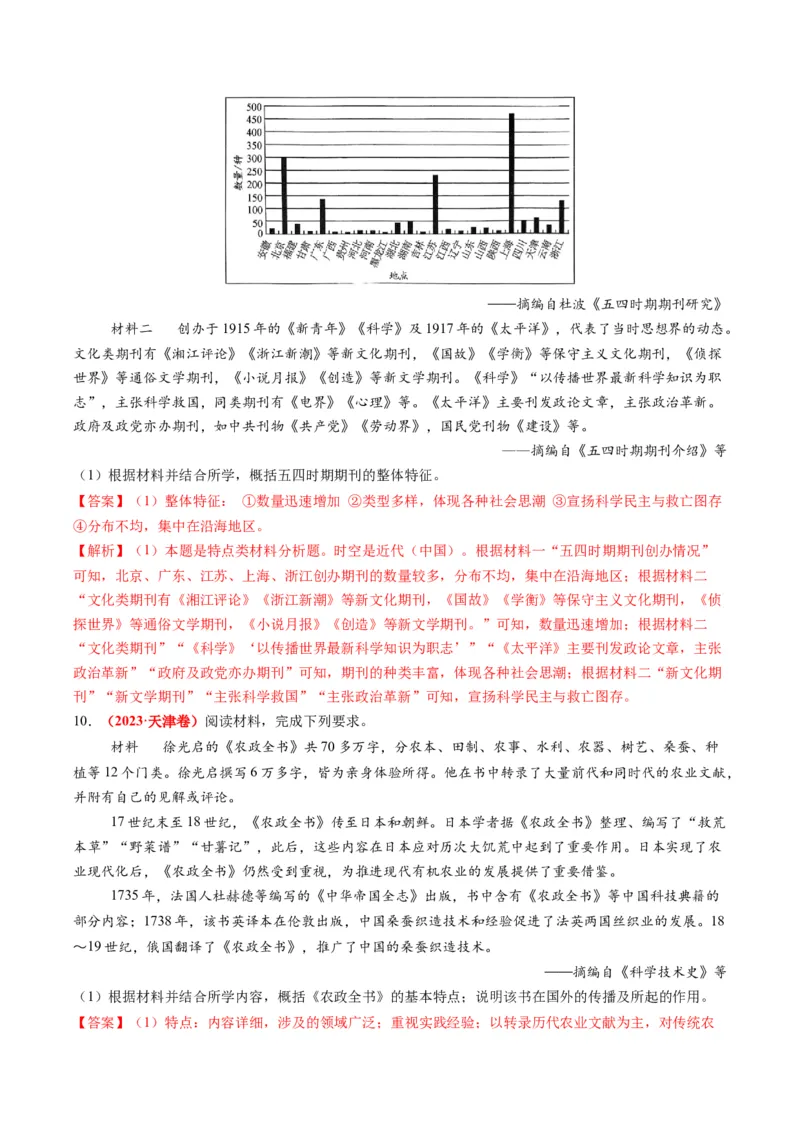 专题11特点特征类非选择题（解析版）_07高考历史_2025年新高考资料_二轮复习_01高考语文等多个文件_2025年高考历史二轮热点题型归纳与变式演练（新高考通用）