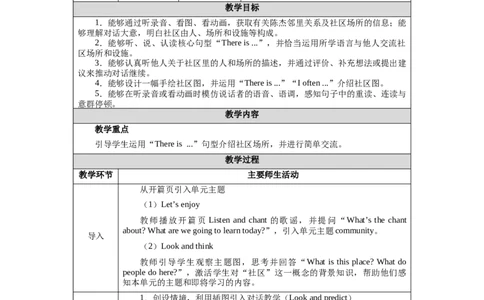 Unit3Lesson1_4上-新英语人教PEP版（2025持续更新）_04教案+教学计划_教案（表格）